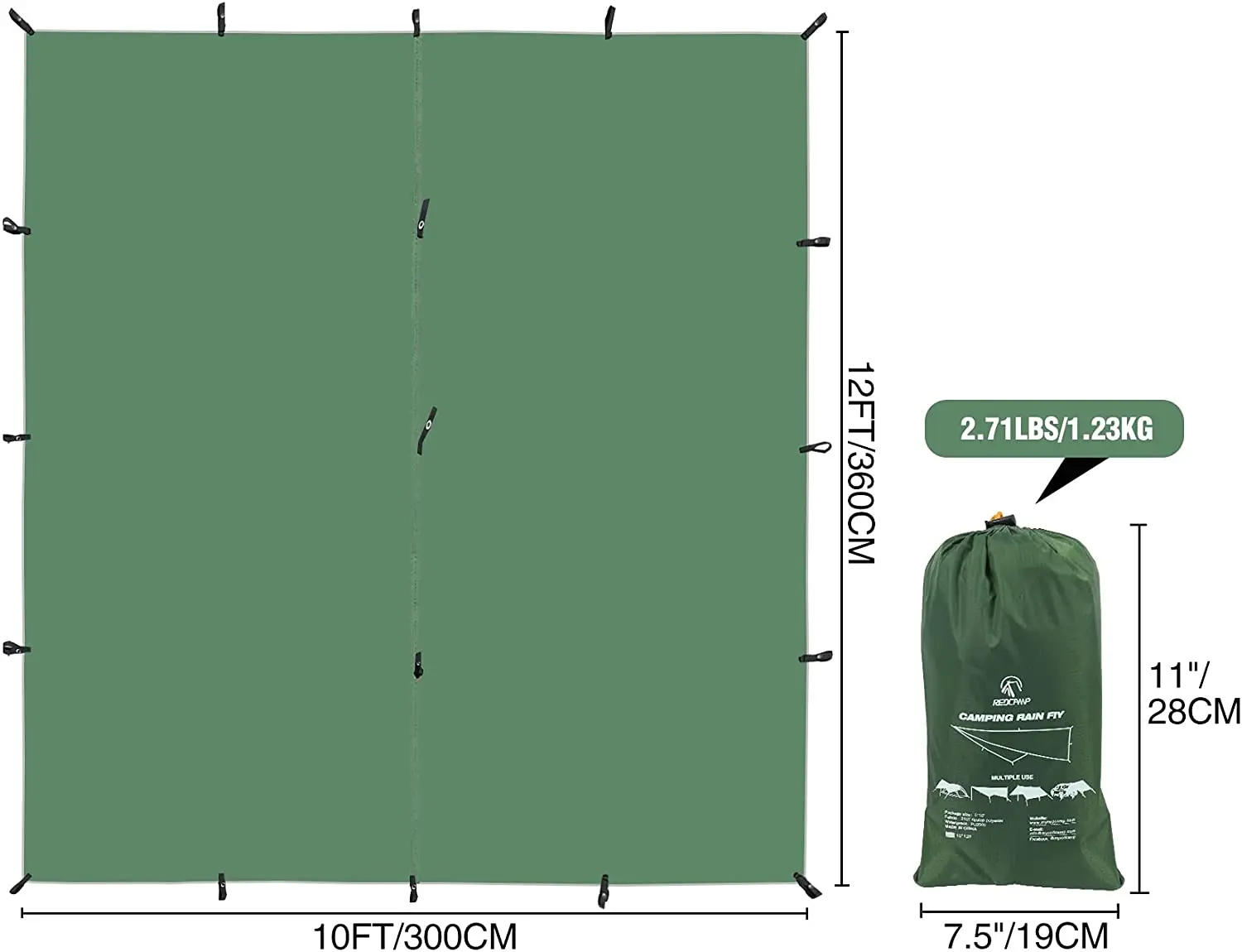 Lightweight 10x12ft Outdoor Rain Fly Tarp - Image 4