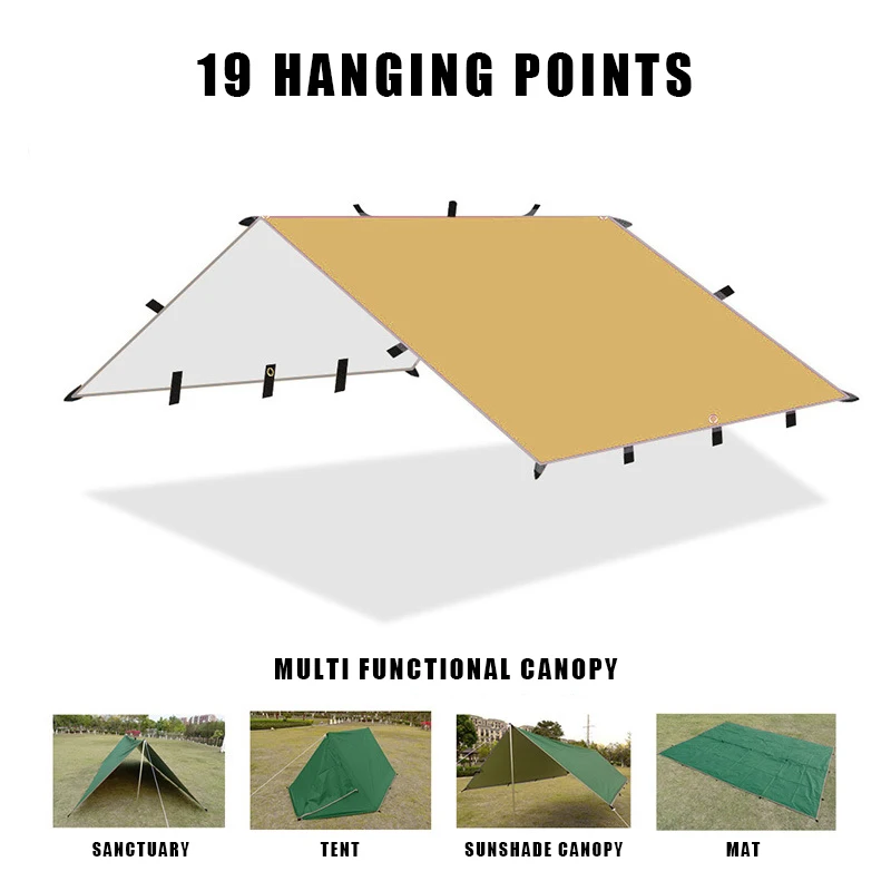 3m x 3m Lightweight Waterproof Rain Fly Tarp - Image 2