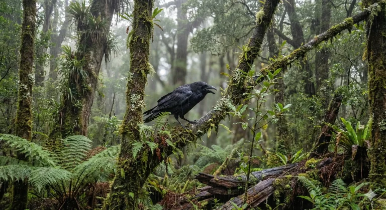 Raven in the forest